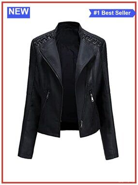 Faux Leather Zipper Punk Motorcycle Biker Short Jacket Coat Women